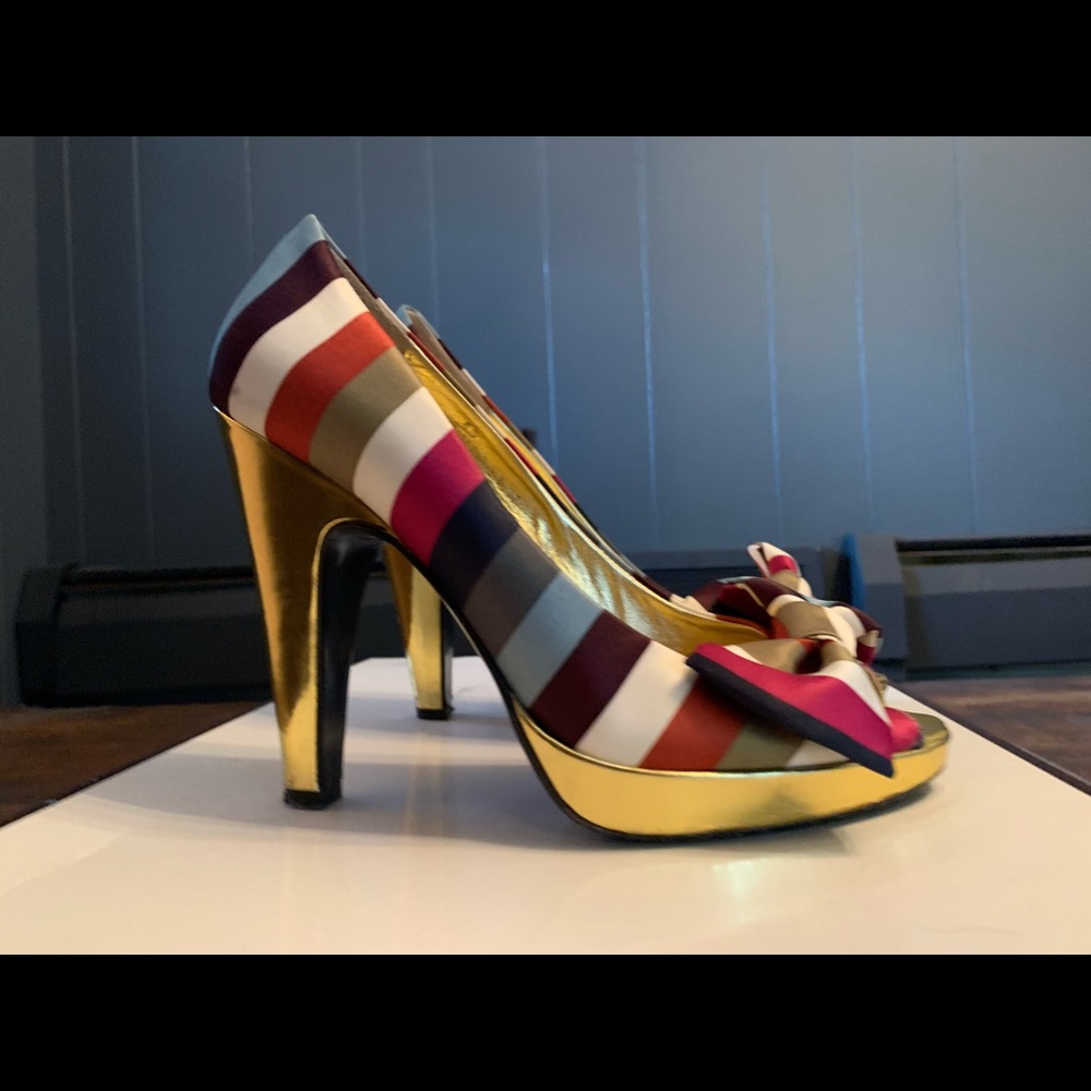 Coach multi stripe heels